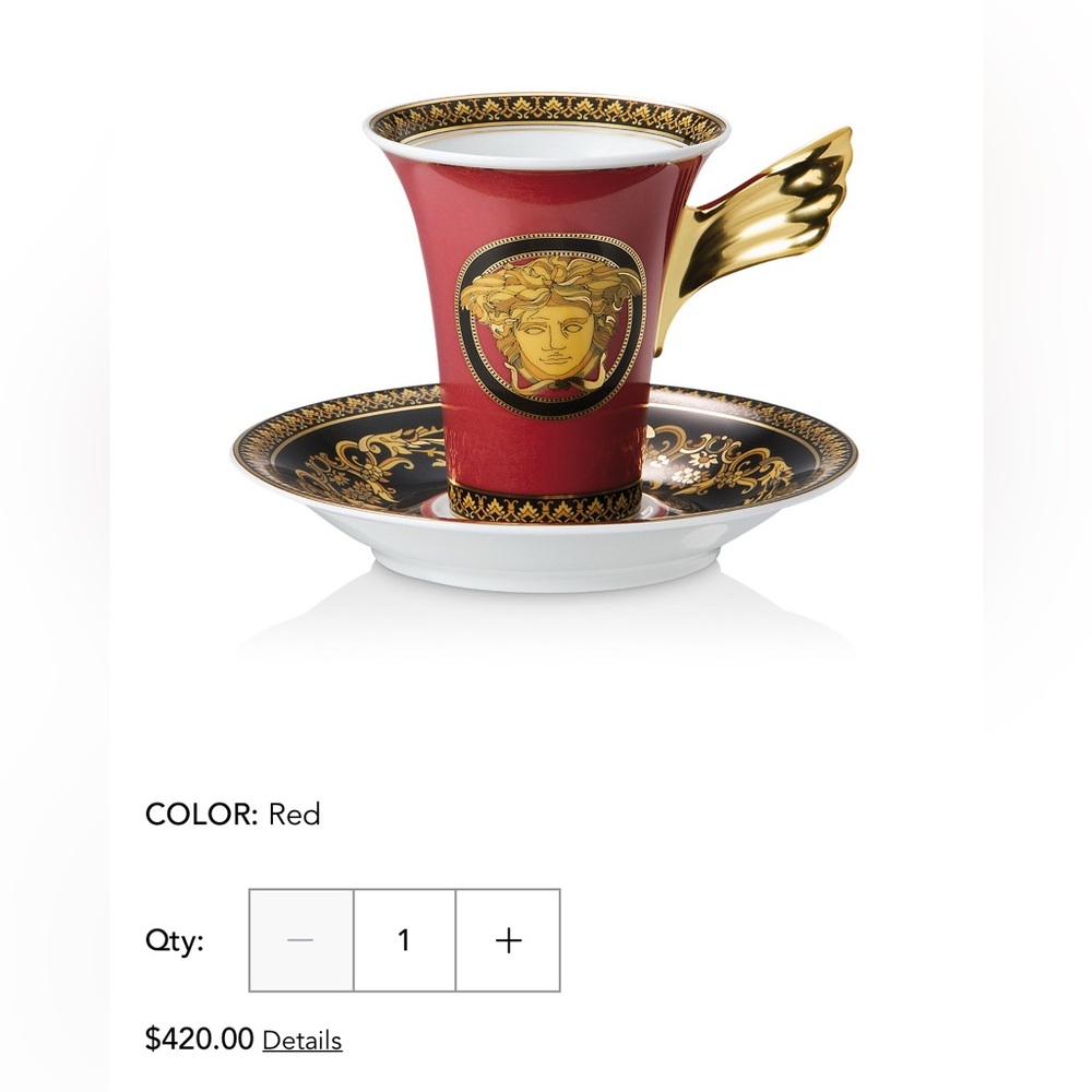 New Versace Red and Gold Medusa Cup and Saucer collectible Rosenthal perfect - Picture 2 of 9
